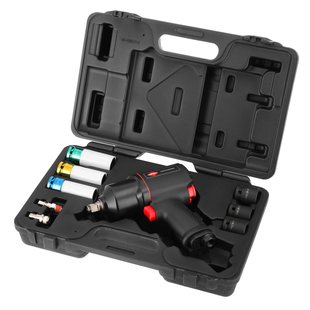 Klucz udarowy pneumatyczny AIRPRESS 1/2" 1800 Nm + nasadki - w walizce
