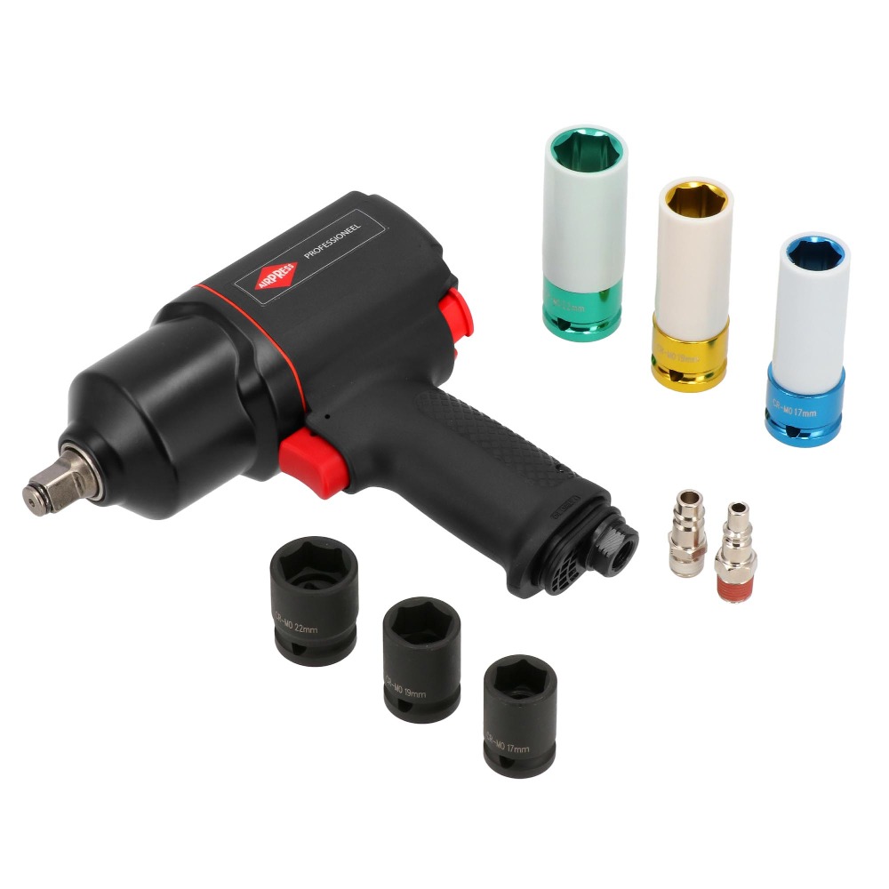 Klucz udarowy pneumatyczny AIRPRESS 1/2" 1800 Nm + nasadki - bez walizki